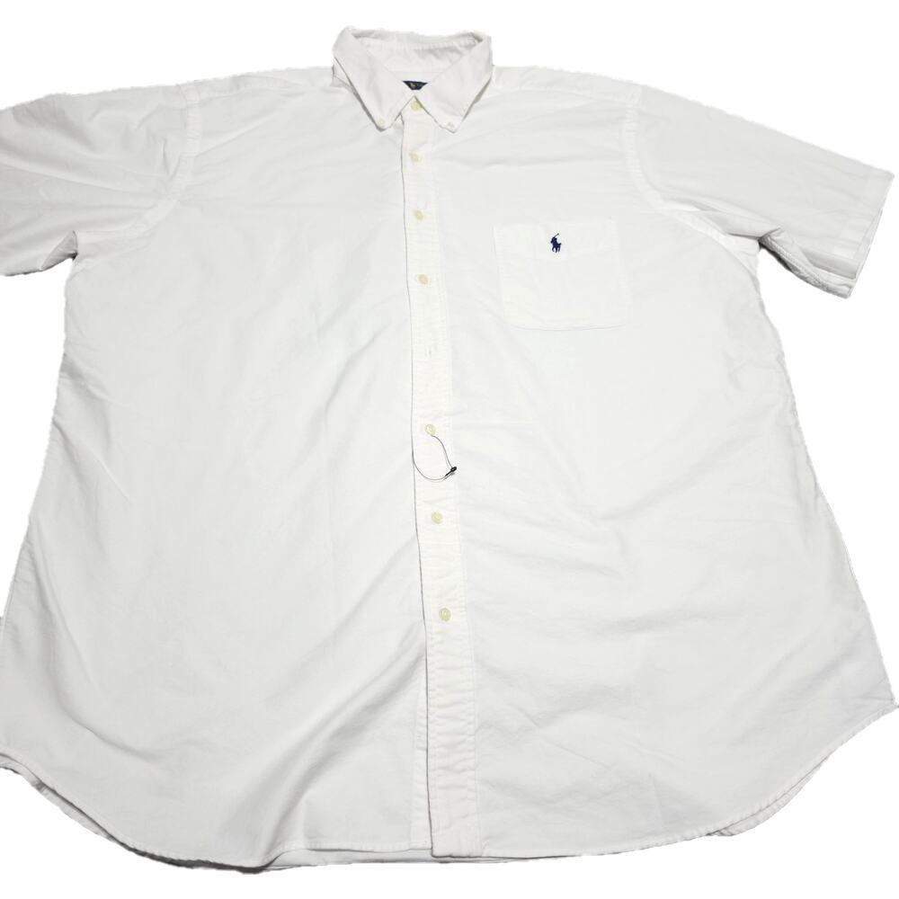 Ralph Lauren White Button Down Shirt Mens 2XLT Tall Pony Oxford Cotton Preppy